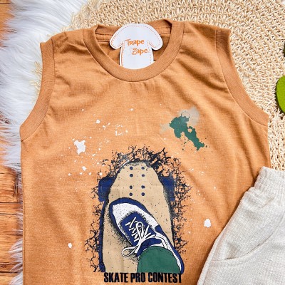 Conj. Regata Skate Pro Contest e Bermuda em Linho - Ferrugem e Areia